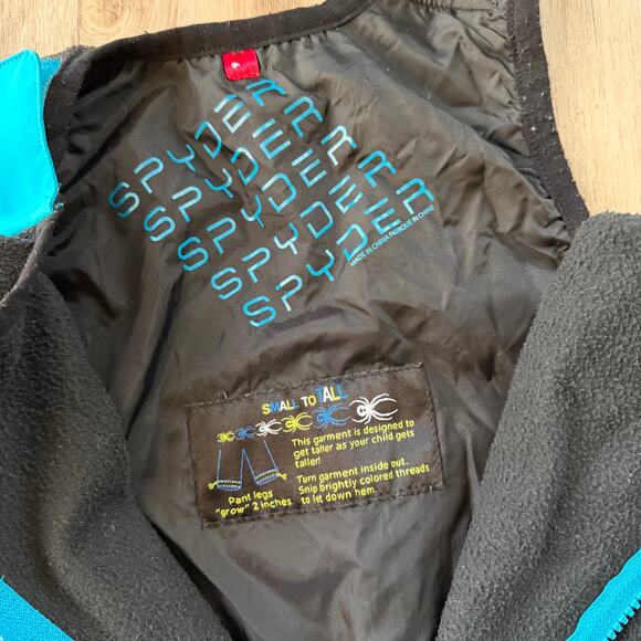 Spyder Kids Unisex Ski Snowboard Bib Pants Blue Black Sz 6 Fleece Top Waterproof - Picture 3 of 7